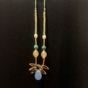 Womens Anthropologie Necklace 11 inches long multi color